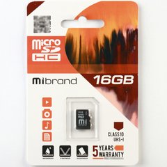Купити Карта пам'яті Mibrand microSDHC 16GB Class 10 UHS-I Без адаптера