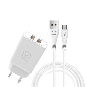 Купити Мережевий зарядний пристрій з кабелем WUW-T55 2USB/3.1A set micro