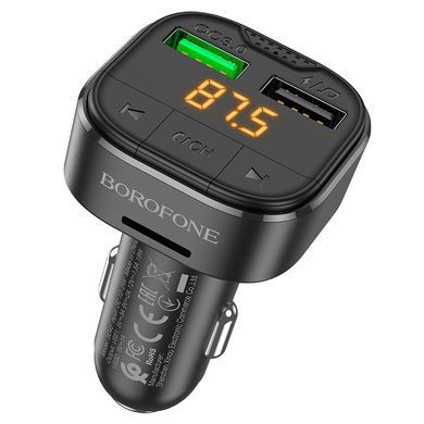 Купити АЗП с FM-модулятором BOROFONE BC43 Flash QC3.0 car BT FM transmitter 18W Black