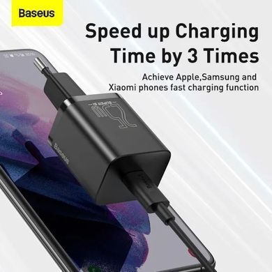 Купити Сетевой зарядный пристройка Baseus Super Si Quick Charger 1C 25W EU Black