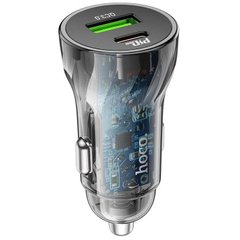 Купити Автомобільний зарядний пристрій Hoco Z47A USB-A/Type-C Transparent black