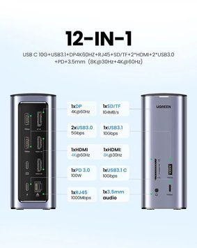 Купити USB-хаб Ugreen CM555 USB-C Multifunctional Docking Station(13-in-1)