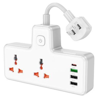Купити Мережевий подовжувач HOCO AC12 Reise 2-position expansion socket(PD30W/1C3A) (US) White