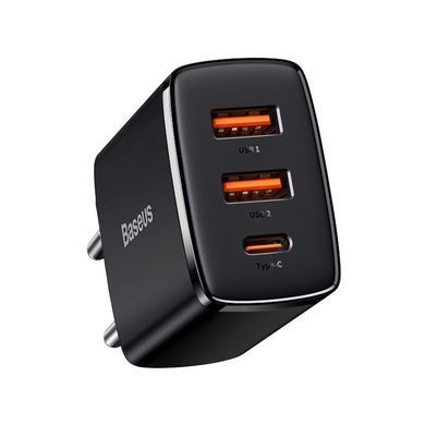 Купити Мережевий зарядний пристрій Baseus Compact Quick Charger 2U+C 30W EU Black