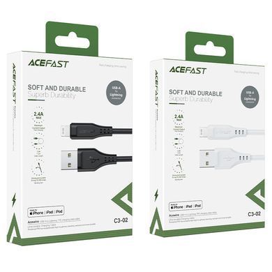 Купити Кабель ACEFAST C3-02 USB to iP 2.4A, 1.2m, TPE, TPE connectors, Black
