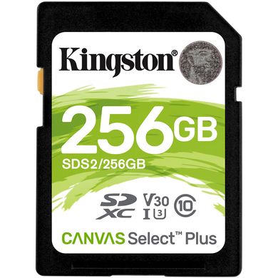 Купити Карта памяти Kingston SDXC Kingston Canvas Select Plus 256Gb class 10 V10 256GB Class 10 UHS-I (U1) V10 W-80MB/s R-100MB/s