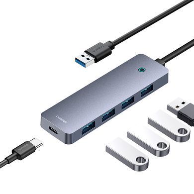 Купити USB-хаб Baseus UltraJoy Series 4-Port HUB Lite 50cm Space Grey（USBA to USB3.0*4+Type-C5V）