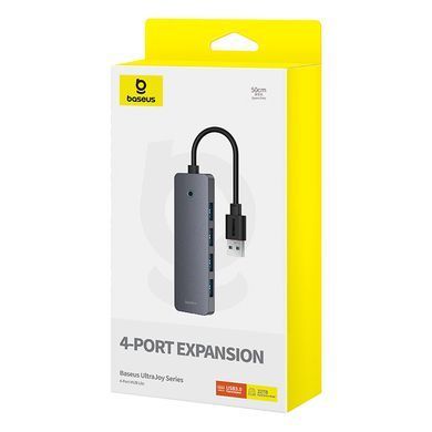 Купити USB-хаб Baseus UltraJoy Series 4-Port HUB Lite 50cm Space Grey（USBA to USB3.0*4+Type-C5V）