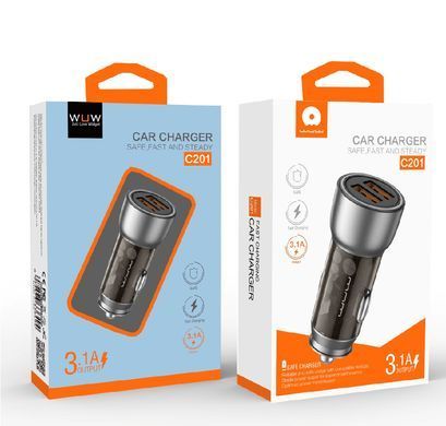 Купити Автомобільний зарядний пристрій WUW-C201 2USB 3.1A black