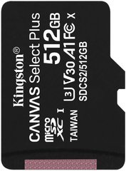 Купити Карта памяти Kingston microSDXC Canvas Select Plus 512GB Class 10 UHS-I A1 W-80MB/s R-100MB/s Без адаптера