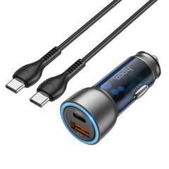 Купити Автомобільний зарядний пристрій Hoco NZ8 charger set(C to C) USB-A/Type-C Blue