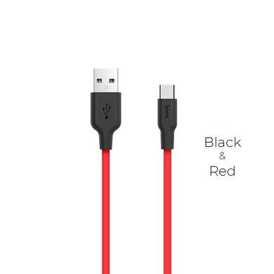 Купити Кабель HOCO X21 USB to Type-C 2A, 1m, silicone, TPE connectors, Black+Red