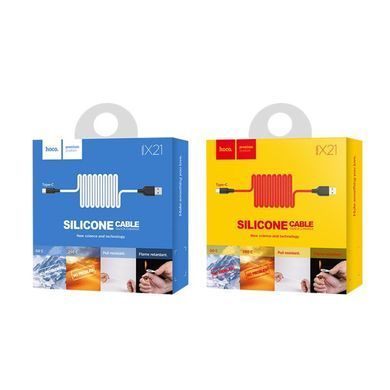 Купити Кабель HOCO X21 USB to Type-C 2A, 1m, silicone, TPE connectors, Black+Red