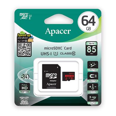 Купити Карта памяти Apacer microSDXC 64GB Class 10 UHS-I - Уценка