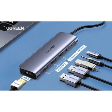 Купити Перехідник UGREEN CM136 Type-C to HDMI + USB 3.0 x 3 + PD + 3,5 mm Space Grey