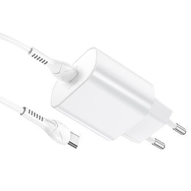 Купити Мережевий зарядний пристрій HOCO N22 Jetta PD25W charger set(Type-C to Type-C)(EU) White