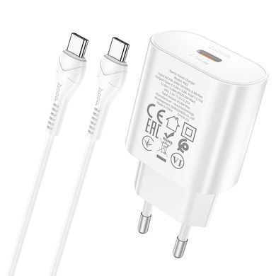 Купити Мережевий зарядний пристрій HOCO N22 Jetta PD25W charger set(Type-C to Type-C)(EU) White