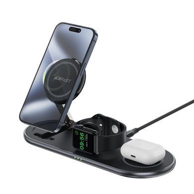 Купити Бездротовий зарядний пристрій ACEFAST E19 Qi2 desktop 3-in-1 wireless charging holder Black