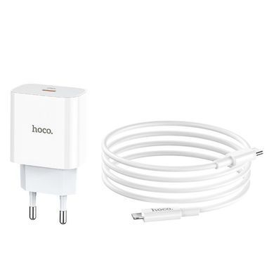 Купити Мережевий зарядний пристрій HOCO C76A Plus Speed source PD20W charger set(C to iP) White