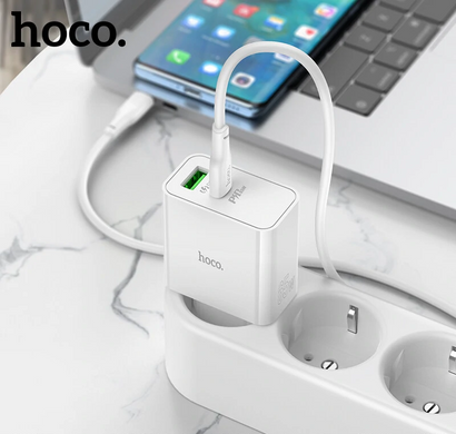 Купити Мережевий зарядний пристрій Hoco C113A charger set(Type-C to Type-C) White