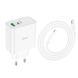 Мережевий зарядний пристрій Hoco C113A charger set(Type-C to Type-C) White