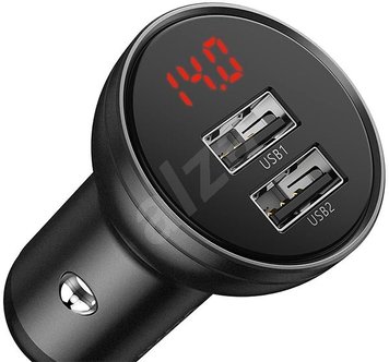 Купити Автомобільний зарядний пристрій Baseus Digital Display USB Gray