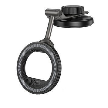 Купити Держатель для мобильного HOCO H77 View folding magnetic ring car holder (center console) Black Metal Gray