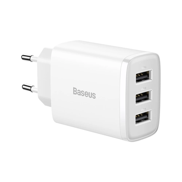 Купити Сетевое зарядное устройство Baseus Compact Charger 3U 17W EU White