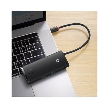 Купити USB-Hub Baseus Lite Series 6-Port Type-C HUB Docking Station (Type-C to HDMI+USB3.0*2+Type-C Data+SDTF) Black