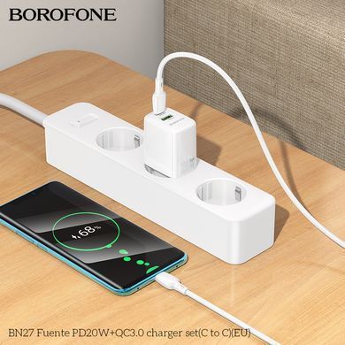 Купити Сетевой зарядное устройство BOROFONE BN27 Fuente PD20W+QC3.0 charger (EU) White