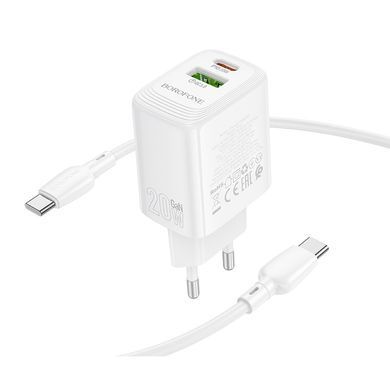 Купити Сетевой зарядное устройство BOROFONE BN27 Fuente PD20W+QC3.0 charger (EU) White