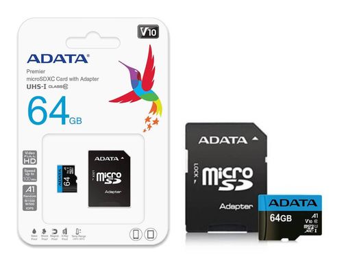 Купити Карта пам'яті A-DATA microSDXC Premier 64GB Class 10 UHS-I (U1) V10 A1 W-25MB/s R-100MB/s