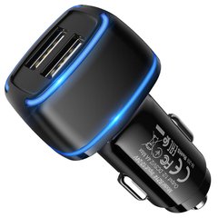 Купити Автомобільний зарядний пристрій Borofone BZ14 Max dual port ambient light car charger USB-A Black
