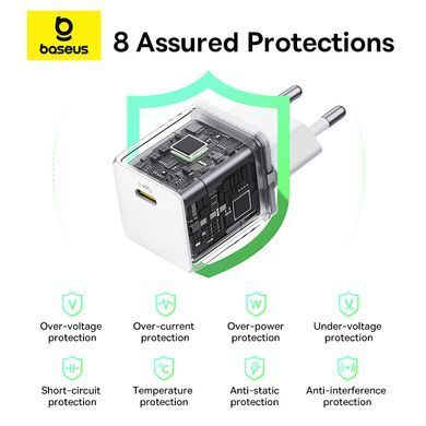 Купити Мережевий зарядний пристрій Baseus Palm Fast Charger 1C 30W EU Moon White