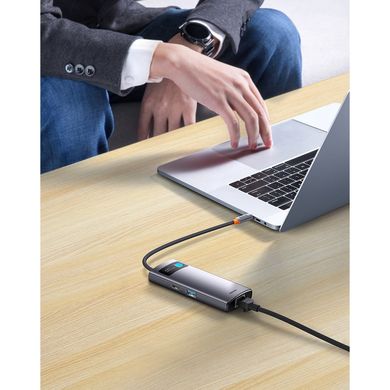 Купити USB-хаб Baseus Metal Gleam Series 4-in-1 Multifunctional Type-C to 3xUSB3.0+RJ45 Gray