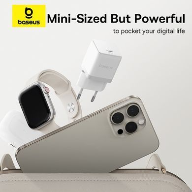 Купити Мережевий зарядний пристрій Baseus Palm Fast Charger 1C 30W EU Moon White