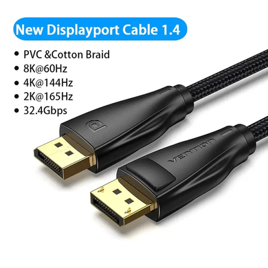 Купити Кабель Vention v1.4 (HCCBF) DisplayPort 1 м Black