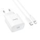 Мережевий зарядний пристрій HOCO C76A Pro Majestic single port PD30W charger set (C to iP)(EU) White