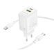 Мережевий зарядний пристрій BOROFONE BN27 Fuente PD20W+QC3.0 charger set (C to C) (EU) White
