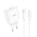 Мережевий зарядний пристрій HOCO C76A Pro Majestic single port PD30W charger set (C to iP)(EU) White