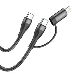 Купити Кабель Borofone BX61 2-in-1 Source PD charging data cable Type-C Lightning/Type-C 3 A 1m Black