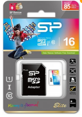 Купити Карта пам'яті SiliconPower microSDHC Elite Color 16GB Class 10 UHS-I R-85MB/s +SD-адаптер