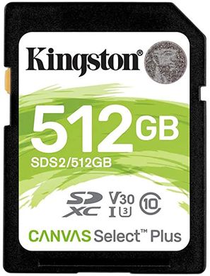 Купити Карта пам'яті Kingston SDXC Kingston Canvas Select Plus 512Gb class 10 V10 (R-100MB/s) 512GB Class 10 UHS-I (U3) V30 W-10MB/s R-100MB/s