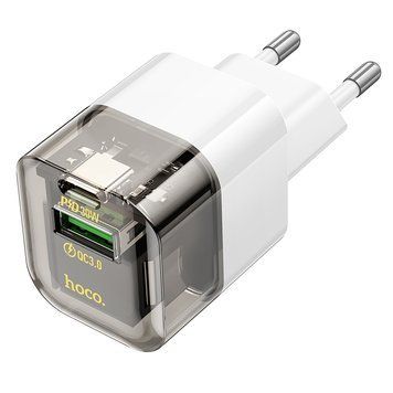 Купити Мережевий зарядний пристрій HOCO C131A Platinum dual-port PD30W+QC3.0 charger(EU) Transparent black