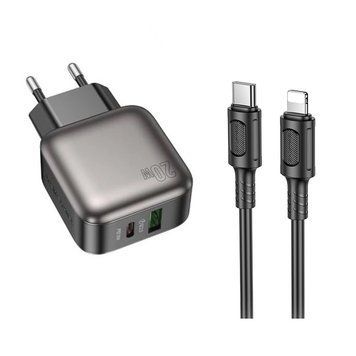 Купити Сет сетевой зарядный устройство BOROFONE BAS54A Absolute PD20W+QC3.0 (C to iP) (EU) Black
