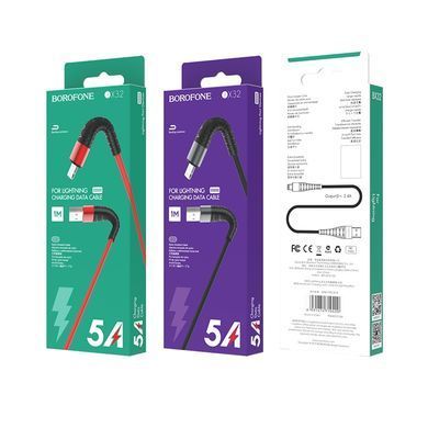 Купити Кабель BOROFONE BX32 USB to iP 2.4A, 1m, nylon, aluminum+TPE connectors, Black