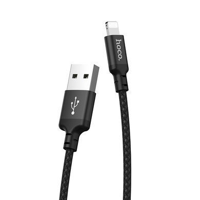 Купити Кабель HOCO X14 USB to iP 2A, 1m, nylon, aluminum connectors, Black