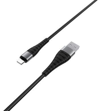 Купити Кабель BOROFONE BX32 USB to iP 2.4A, 1m, nylon, aluminum+TPE connectors, Black