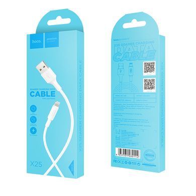 Купити Кабель HOCO X25 USB to iP 2A, 1m, PVC, PVC connectors, White