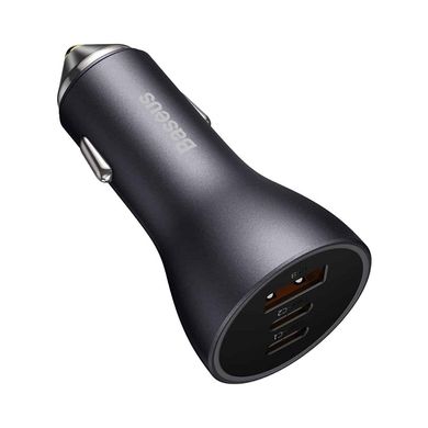 Купити Автомобільний зарядний пристрій Baseus Golden Contactor Pro U+C+C 2×Type-C, USB-A Dark Grey